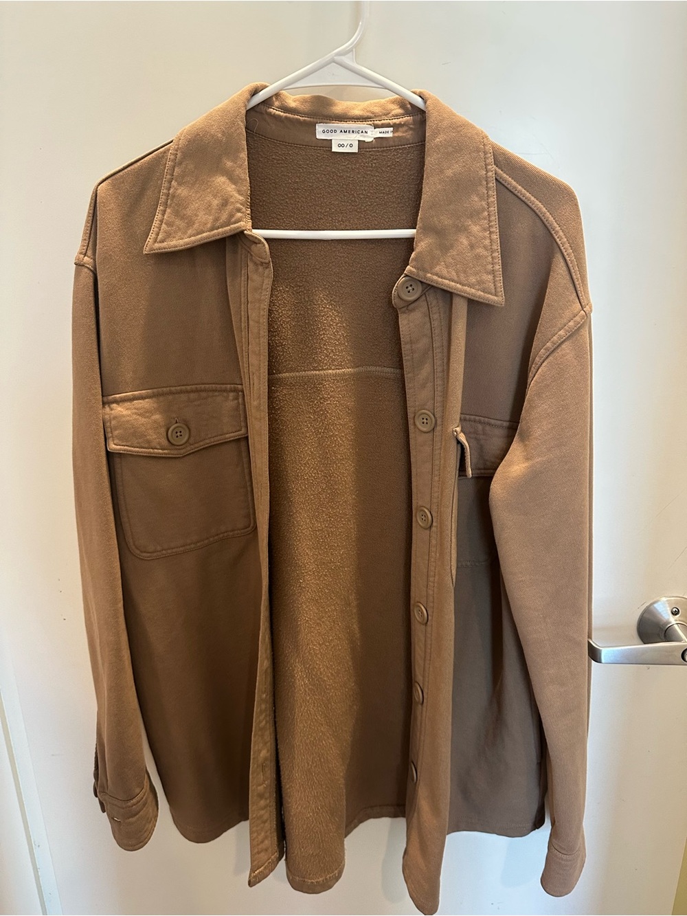 Good American Women’s Brown Button-Front Overshirt Jacket